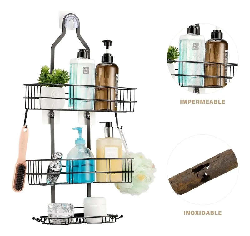 ESTANTE COLGANTE DE ACERO INOXIDABLE PARA DUCHA CON 3 NIVELES - 7