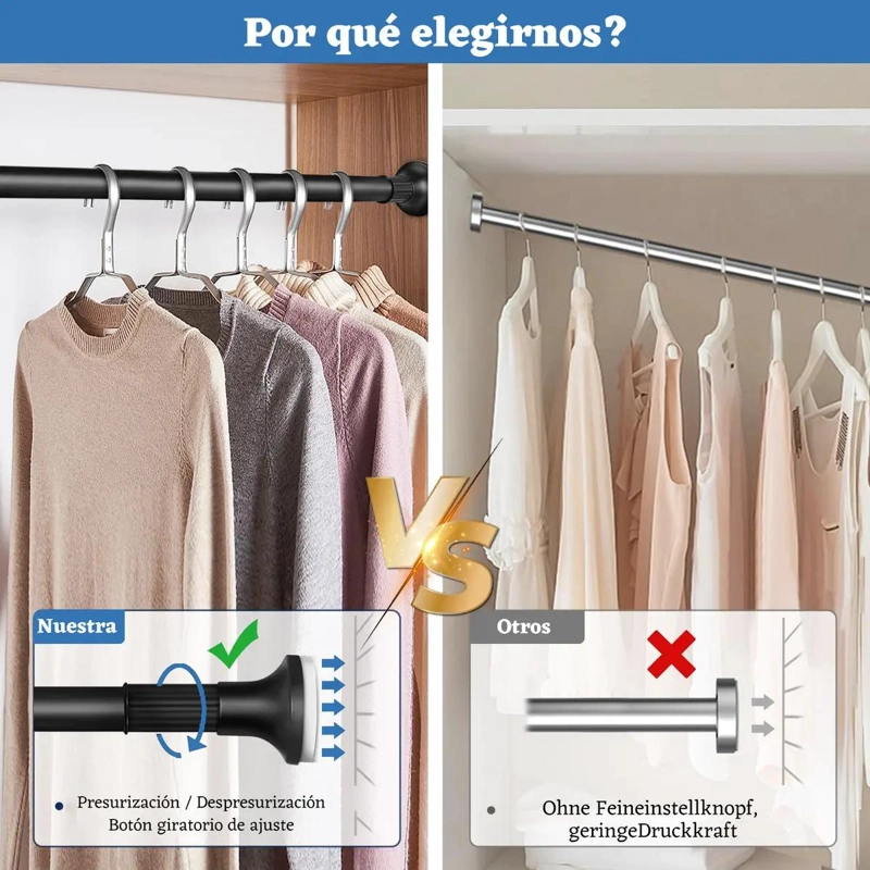 BARRA TELESCOPICA AJUSTABLE PARA CORTINAS DE DUCHA Y VENTANAS - 5