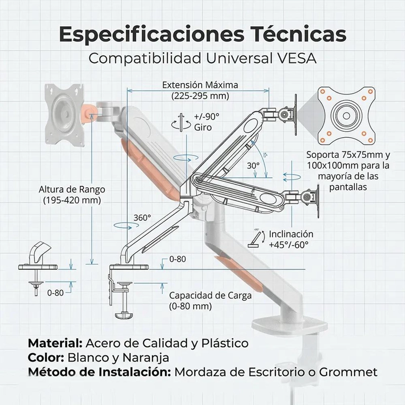 SOPORTE ERGONOMICO DE MESA PARA PANTALLAS DE 17 A 30 PULGADAS - 1