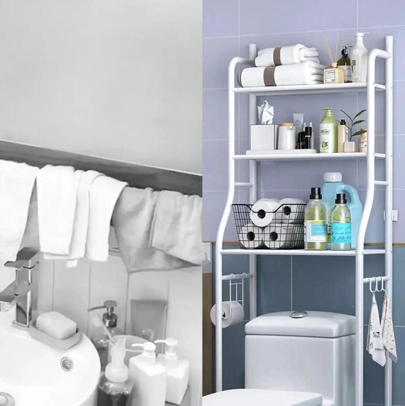 ESTANTE DE ALMACENAMIENTO COMPACTO PARA BAÑO CON TRES ESTANTES - 3