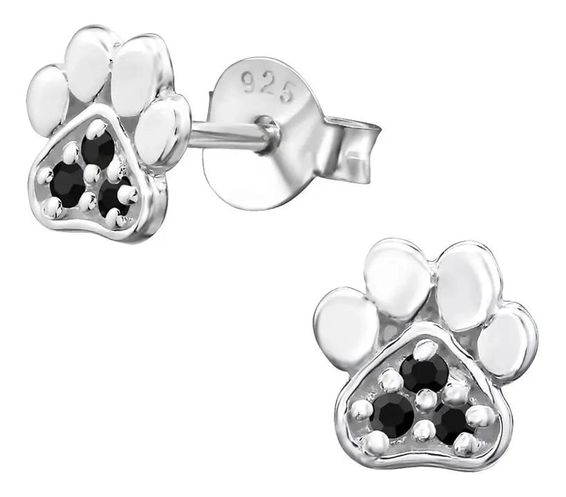 AROS PEQUEÑOS DE PLATA 925 CON CIRCONES NEGROS - 1