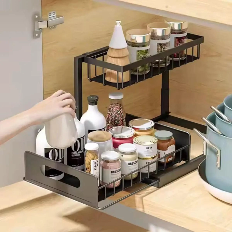 ORGANIZADOR DESLIZABLE DE ACERO PARA COCINA Y BAÑO - 5