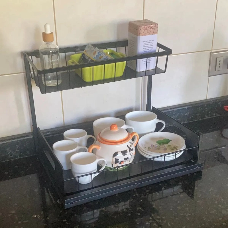 ORGANIZADOR DESLIZABLE DE ACERO PARA COCINA Y BAÑO - 6