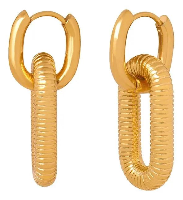 AROS DOBLE DISEÑO BAÑADOS EN ORO 18K PARA MUJER - 1