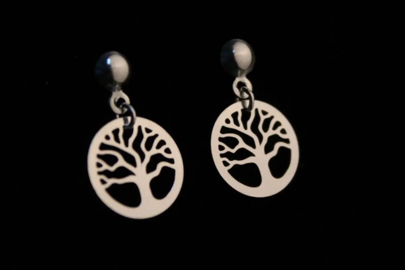 AROS DE PLATA 925 CON DISEÑO ARBOL DE LA VIDA - 1