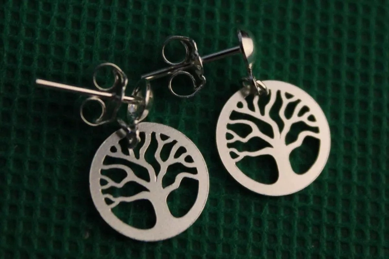 AROS DE PLATA 925 CON DISEÑO ARBOL DE LA VIDA - 2