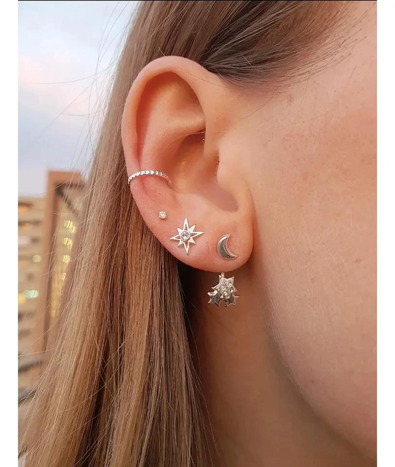 PENDIENTES DE ESTRELLA EN PLATA 925 LIBRES DE NIQUEL - 2