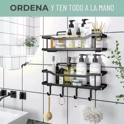 ORGANIZADOR DE DUCHA INOXIDABLE CON GANCHOS REMOVIBLES - 2