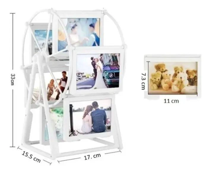 PACK DE 2 PORTARRETRATOS GIRATORIOS PARA 12 FOTOS EN COLOR BLANCO - 3
