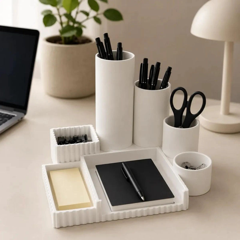 ORGANIZADOR DE ESCRITORIO MINIMALISTA CON 7 COMPARTIMENTOS - 3