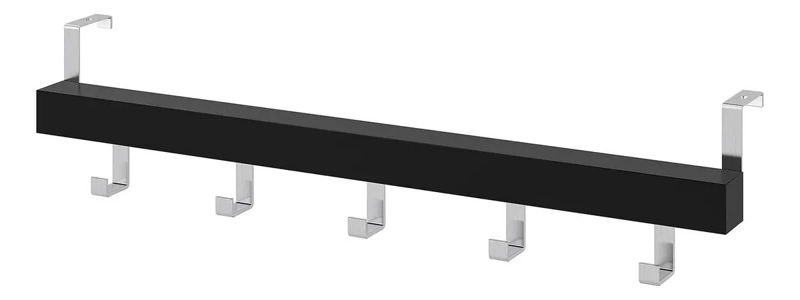 PERCHERO DE MADERA MACIZA NEGRO PARA PUERTA Y PARED - 1