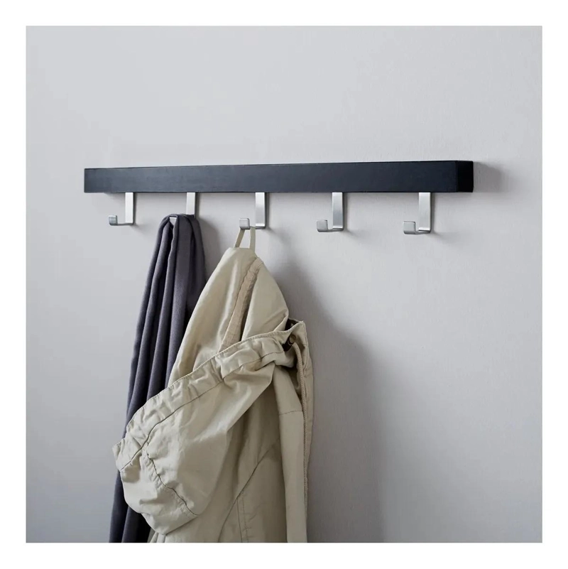 PERCHERO DE MADERA MACIZA NEGRO PARA PUERTA Y PARED - 3