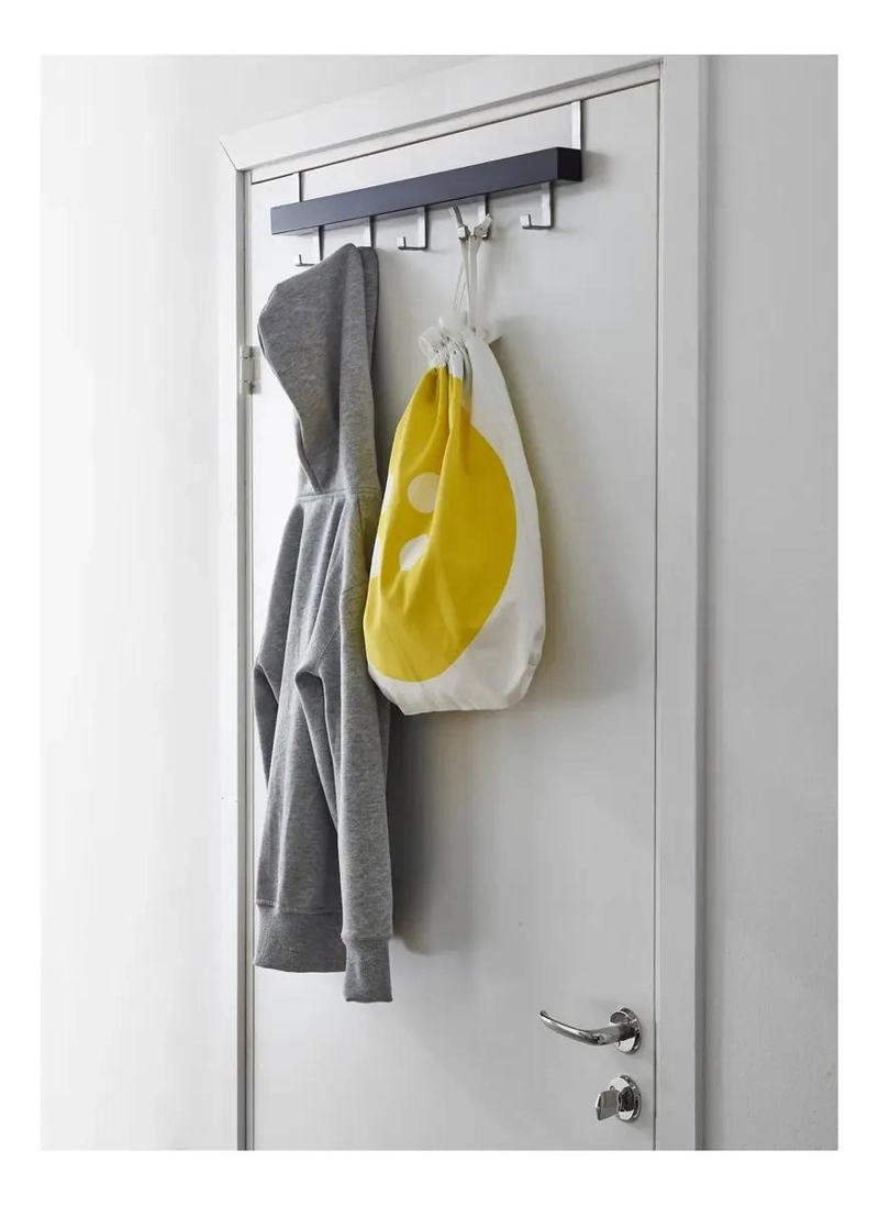 PERCHERO DE MADERA MACIZA NEGRO PARA PUERTA Y PARED - 4