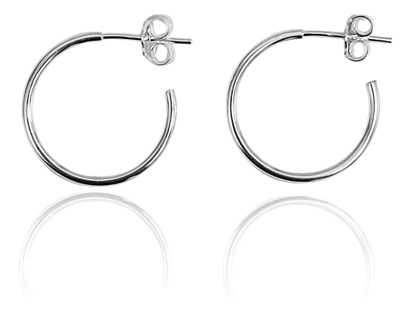 AROS DE PLATA FINA 925 CLASICOS DE 20MM CON TORNILLO - 1
