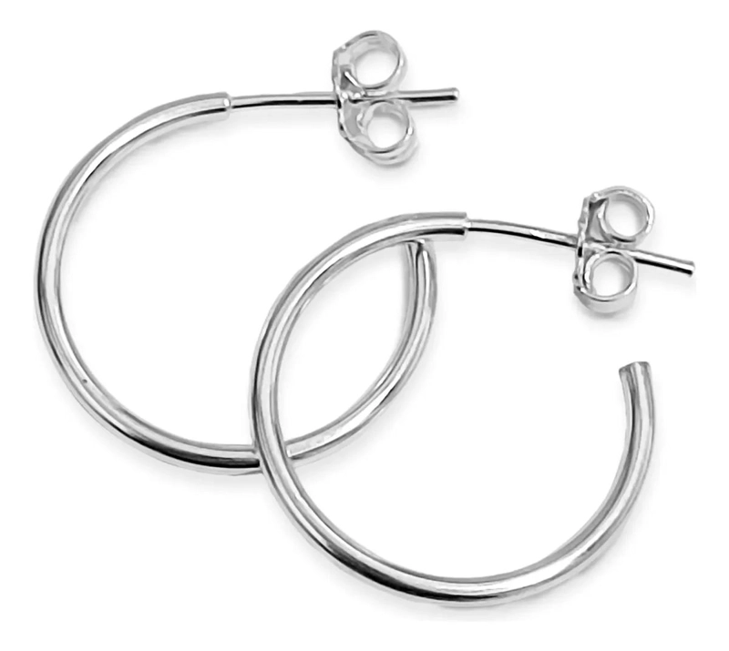 AROS DE PLATA FINA 925 CLASICOS DE 20MM CON TORNILLO - 2