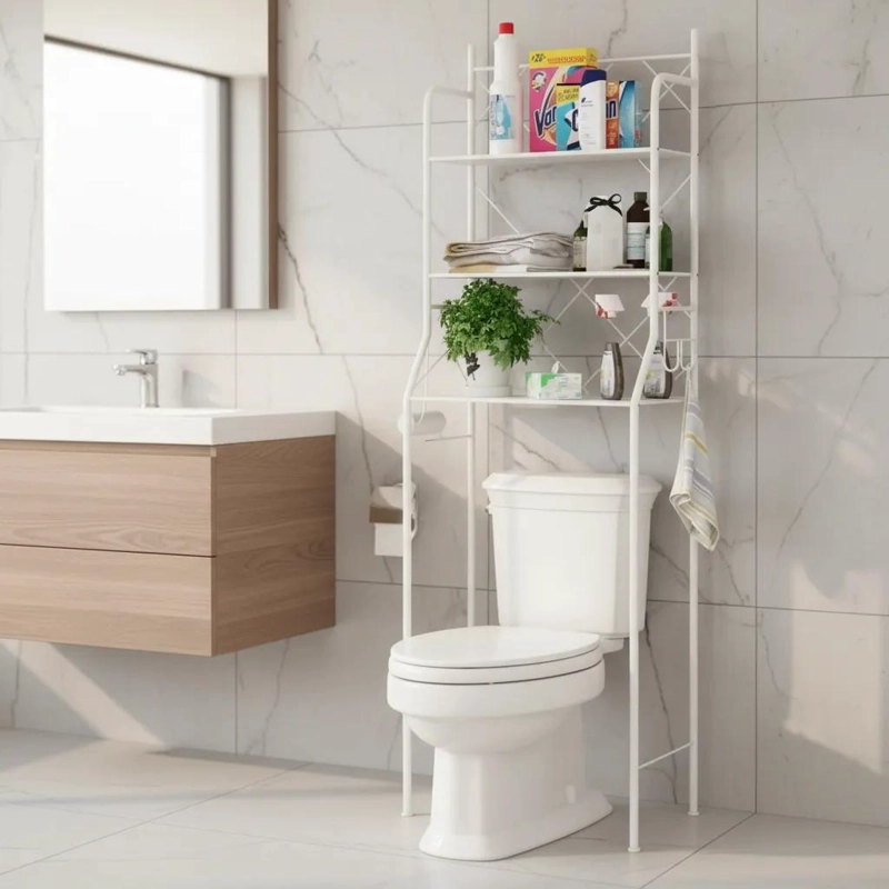 ORGANIZADOR DE BAÑO COMPACTO Y FUNCIONAL CON ESTANTES - 4