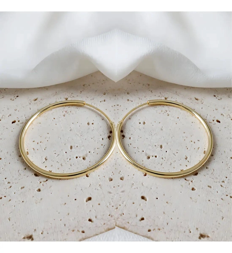 AROS DE PLATA 925 BAÑADOS EN ORO 18K DE 40 MM - 2