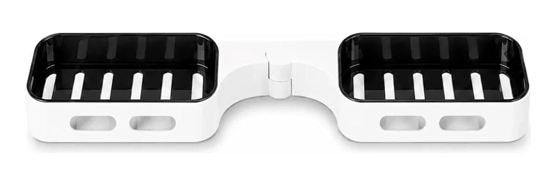 ORGANIZADOR ESQUINERO DE BAÑO GIRATORIO DOBLE ESTANTE BLANCO - 1