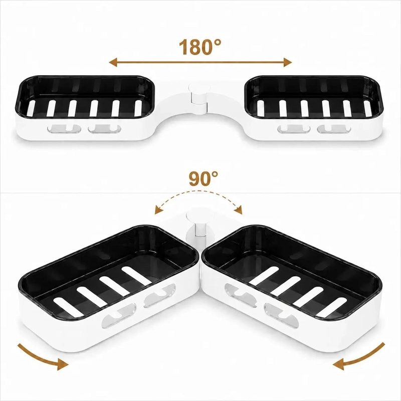 ORGANIZADOR ESQUINERO DE BAÑO GIRATORIO DOBLE ESTANTE BLANCO - 2