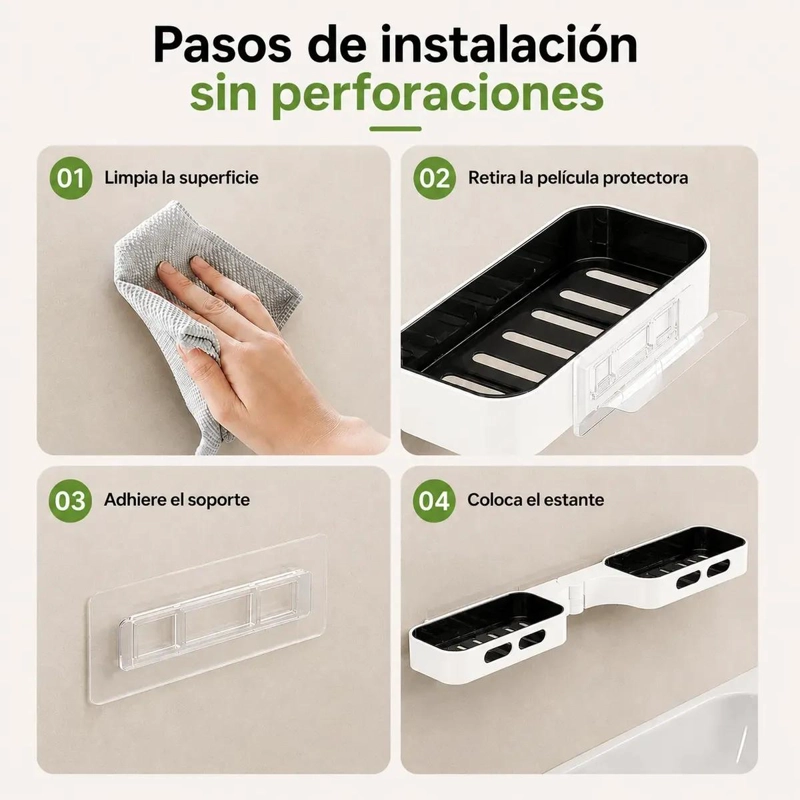ORGANIZADOR ESQUINERO DE BAÑO GIRATORIO DOBLE ESTANTE BLANCO - 5