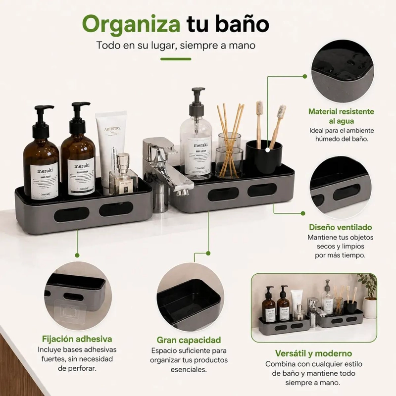 ORGANIZADOR ESQUINERO DOBLE GIRATORIO PARA BAÑO - 6