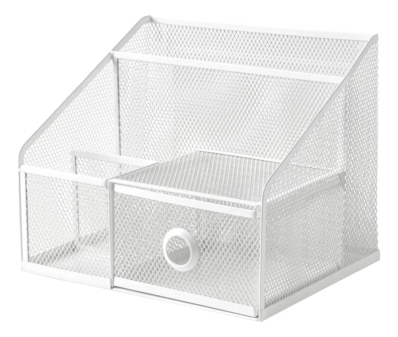 ORGANIZADOR DE ESCRITORIO METALICO BLANCO 25X20 CM CON PATAS - 1