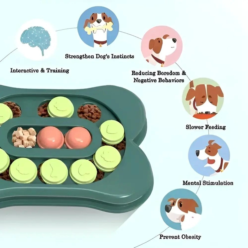 JUGUETE INTERACTIVO PARA PERROS DISPENSADOR DE COMIDA VERDE - 7