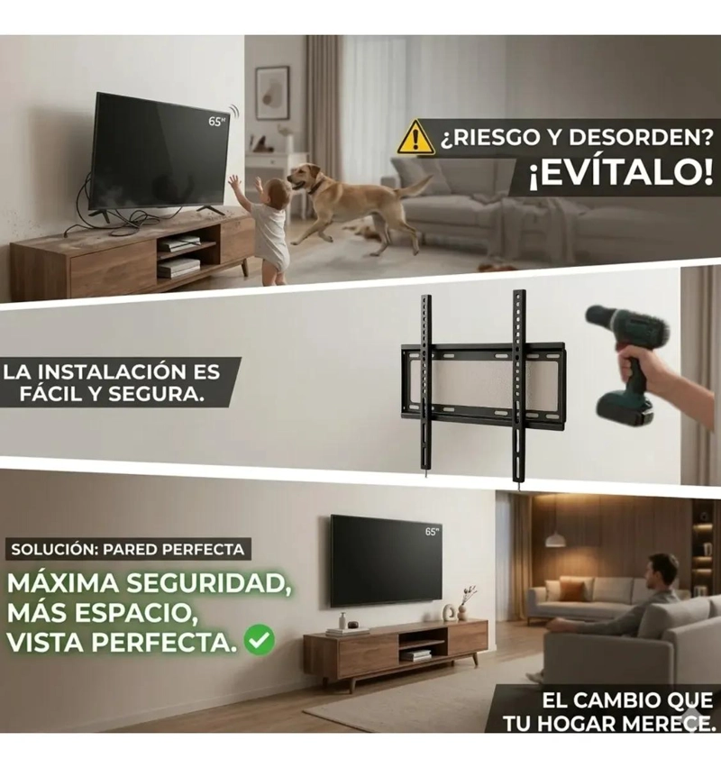 SOPORTE FIJO UNIVERSAL PARA TELEVISORES DE 26 A 60 PULGADAS - 8