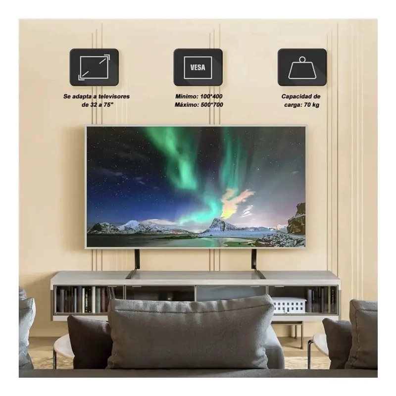SOPORTE UNIVERSAL PARA TV DE 32 A 75 PULGADAS CON ESTABILIDAD - 4