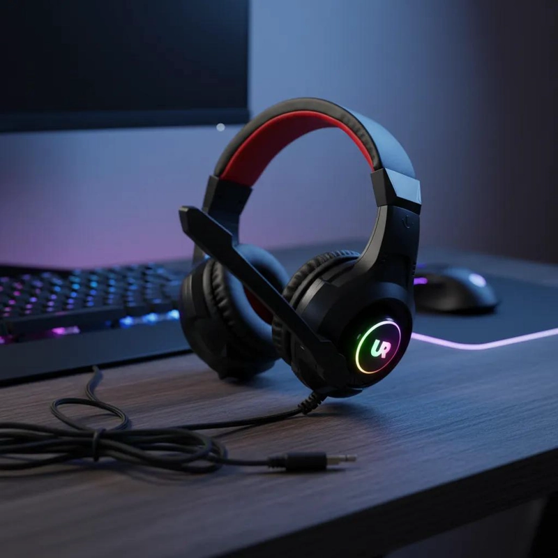AUDIFONOS GAMER CON LUZ LED RGB Y MICROFONO ABATIBLE - 3