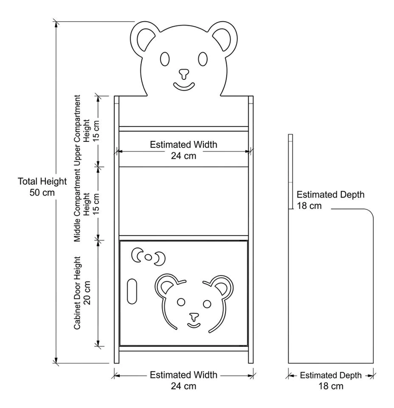 MUEBLE ORGANIZADOR MINI OSO CON PUERTA PARA PAPELERIA - 2