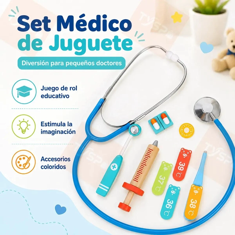 SET DE DOCTOR DE JUGUETE DE MADERA PARA NIÑOS - 3