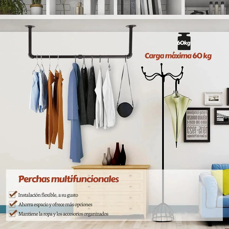 PERCHERO INDUSTRIAL VINTAGE DE PARED PARA ARMARIO Y BAÑO - 7