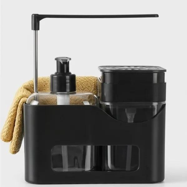 ORGANIZADOR DE BAÑO CON DISPENSADOR DE JABON Y PORTA TOALLAS - 3