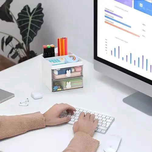ORGANIZADOR DE ESCRITORIO COMPACTO CON CAJONES PRACTICOS - 4