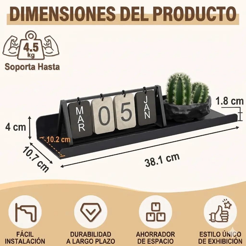ESTANTE DE PARED ACRILICO NEGRO Y BLANCO PARA ORGANIZAR - 2