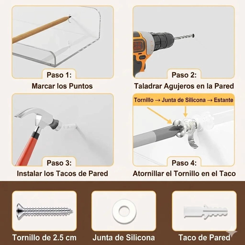 ESTANTE DE PARED ACRILICO NEGRO Y BLANCO PARA ORGANIZAR - 9