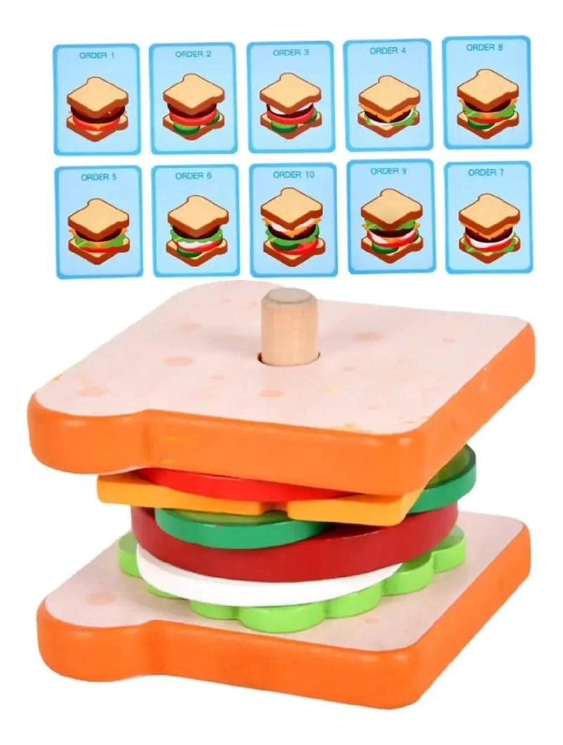 JUGUETE DE MADERA DIDACTICO SANDWICH PARA NIÑOS - 8