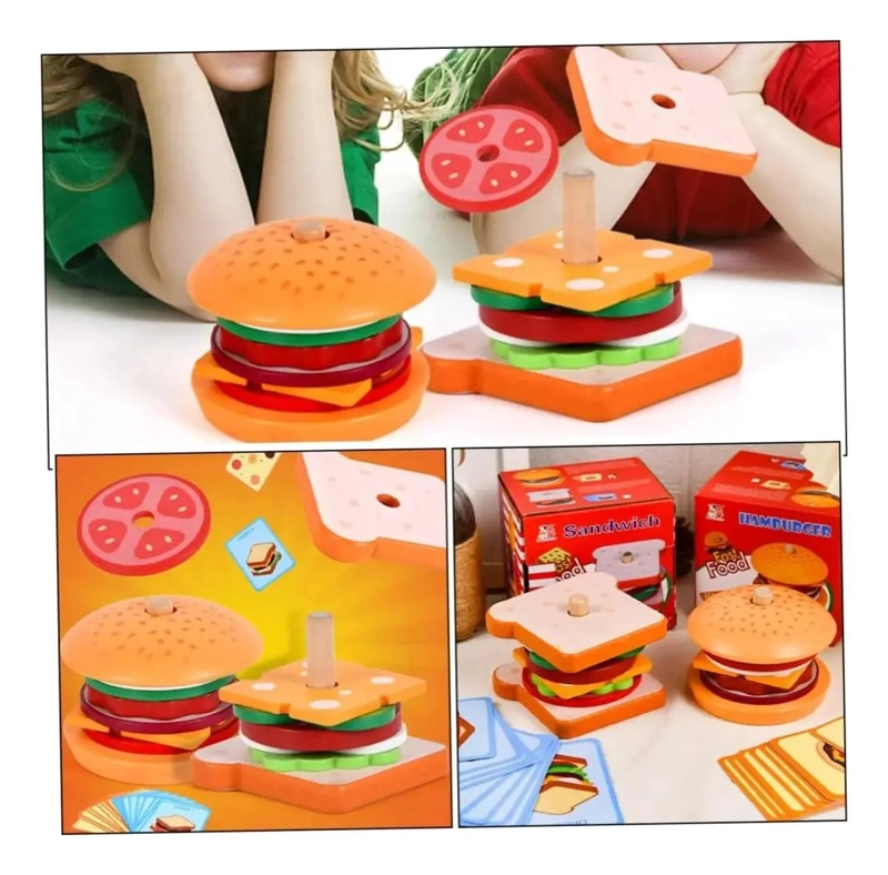 JUGUETE DE MADERA DIDACTICO SANDWICH PARA NIÑOS - 9