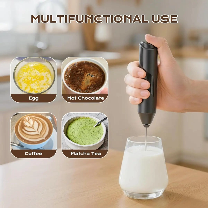 BATIDOR ELE CTRICO PORTATIL CON BASE ESTABLE PARA ESPUMAR LECHE Y BEBIDAS - 2