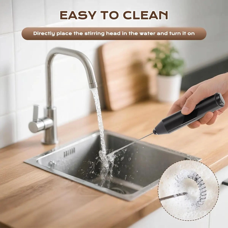 BATIDOR ELE CTRICO PORTATIL CON BASE ESTABLE PARA ESPUMAR LECHE Y BEBIDAS - 6