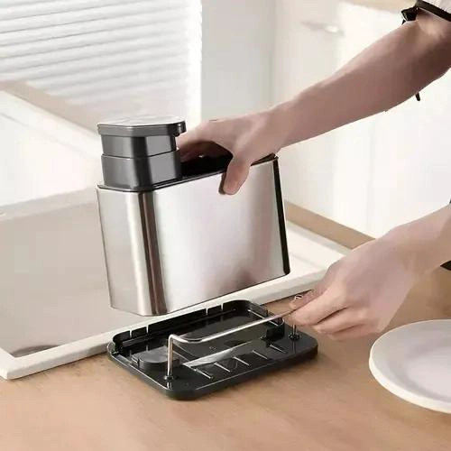 DISPENSADOR DE JABON Y ESCURRIDOR MULTIUSOS PARA BAÑO Y COCINA - 3