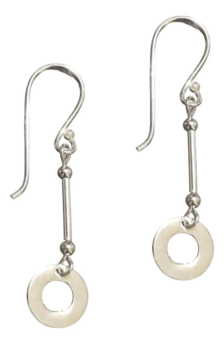 AROS LARGOS DE PLATA 925 CON DISEÑO CIRCULAR PARA MUJER - 1