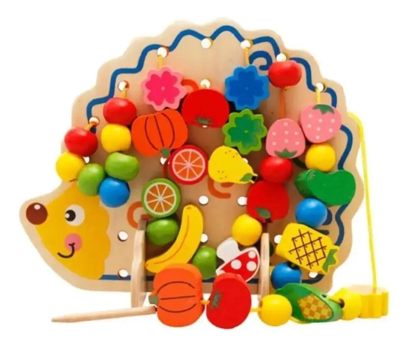 JUGUETE EDUCATIVO ERIZO DE CUENTAS DE FRUTAS DE MADERA - 1
