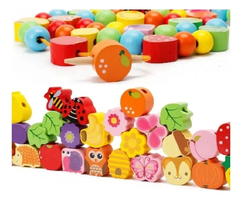 JUGUETE EDUCATIVO ERIZO DE CUENTAS DE FRUTAS DE MADERA - 7