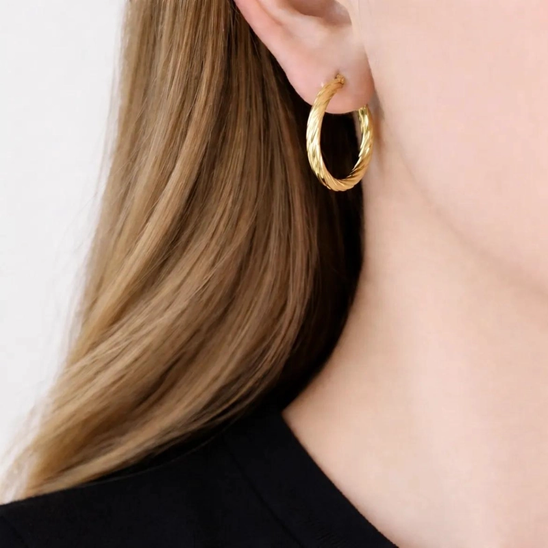 AROS ENTORCHADOS DE ORO 18K, DISEÑO MODERNO Y CLASICO - 2