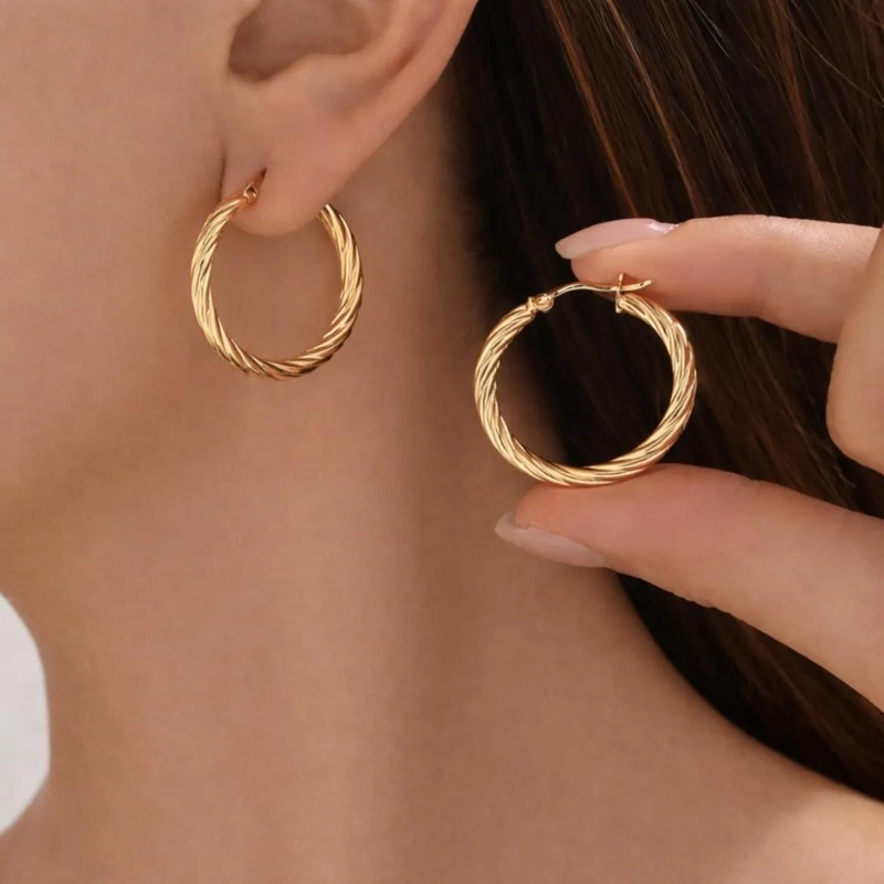 AROS ENTORCHADOS DE ORO 18K, DISEÑO MODERNO Y CLASICO - 4
