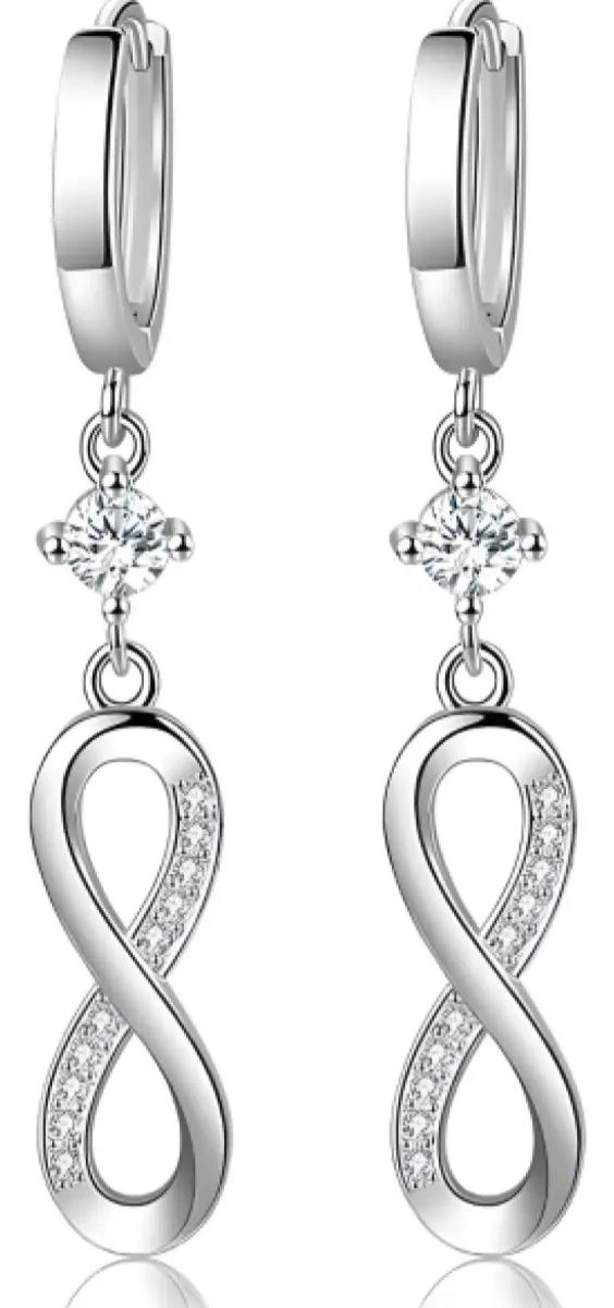 AROS COLGANTES DE PLATA 925 CON ZIRCONIA CUBICA PARA MUJER - 10