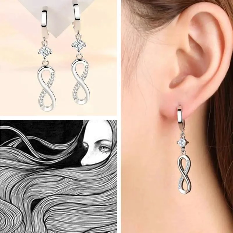 AROS COLGANTES DE PLATA 925 CON ZIRCONIA CUBICA PARA MUJER - 2