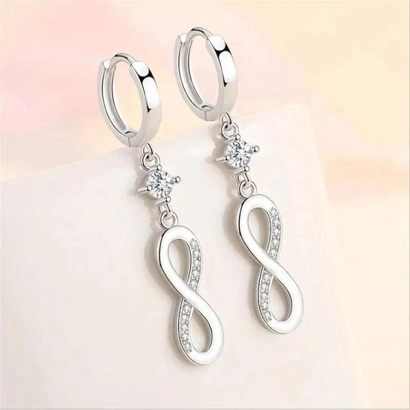 AROS COLGANTES DE PLATA 925 CON ZIRCONIA CUBICA PARA MUJER - 4